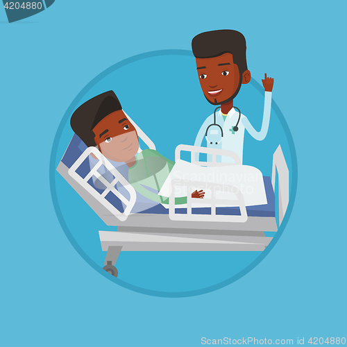 Image of Doctor visiting patient vector illustration.