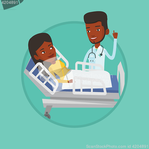 Image of Doctor visiting patient vector illustration.
