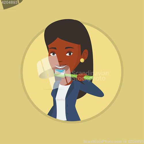 Image of Woman brushing her teeth vector illustration.