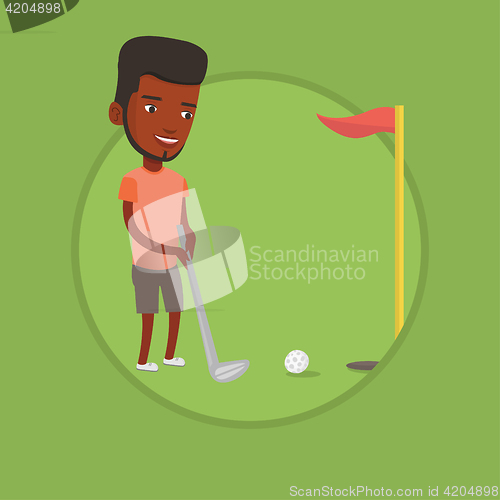 Image of Golfer hitting the ball vector illustration.