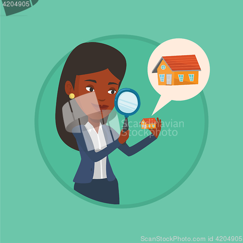 Image of Woman looking for house vector illustration.