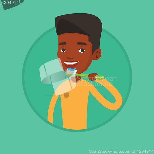 Image of Man brushing her teeth vector illustration.