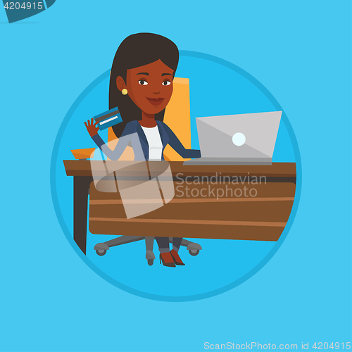 Image of Woman shopping online vector illustration.