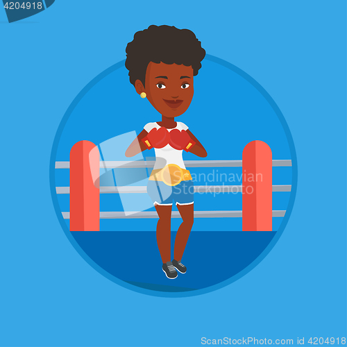 Image of Confident boxer in the ring vector illustration.