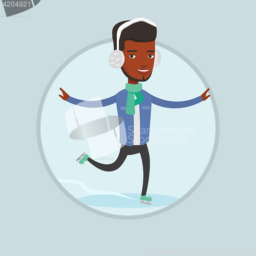 Image of Man ice skating vector illustration.