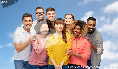Image of international group of happy smiling people
