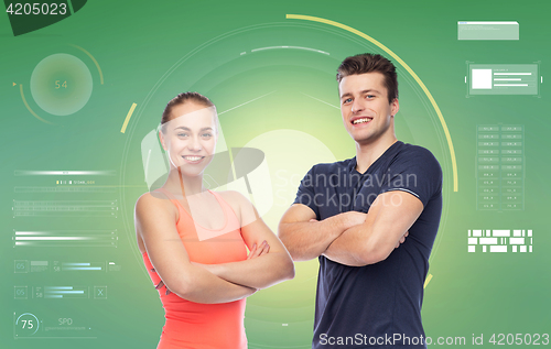 Image of happy sportive man and woman