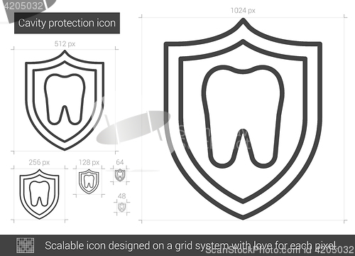 Image of Cavity protection line icon.