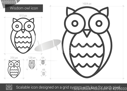 Image of Wisdom owl line icon.