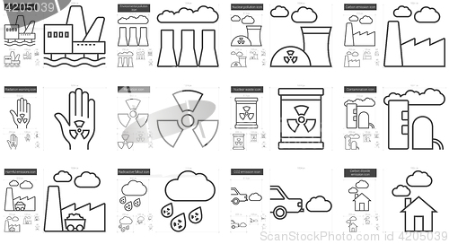 Image of Ecology biohazard line icon set.