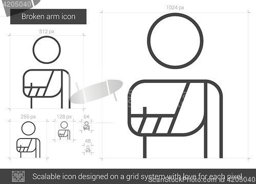 Image of Broken arm line icon.