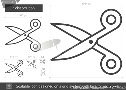 Image of Scissors line icon.