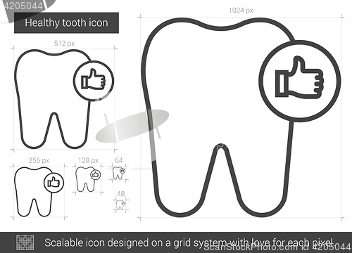 Image of Healthy tooth line icon.
