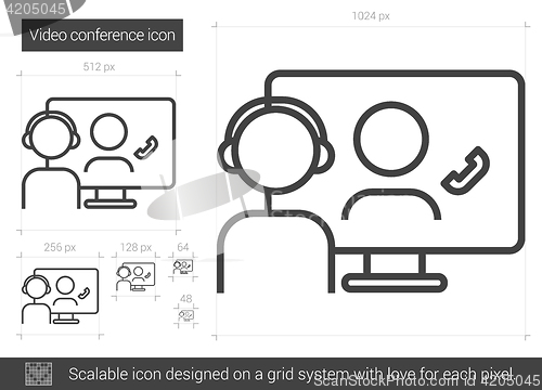 Image of Video conference line icon.