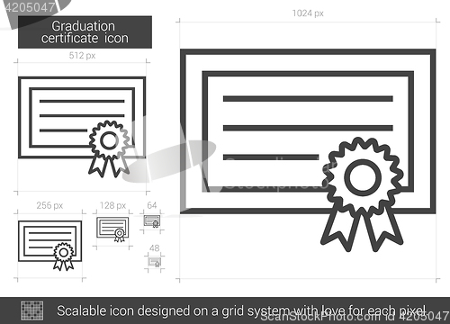 Image of Graduation certificate line icon.