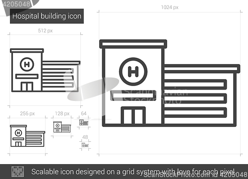 Image of Hospital building line icon.