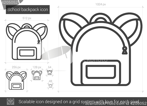 Image of School backpack line icon.