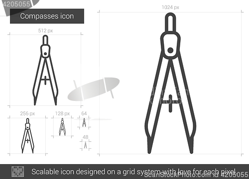 Image of Compasses line icon.