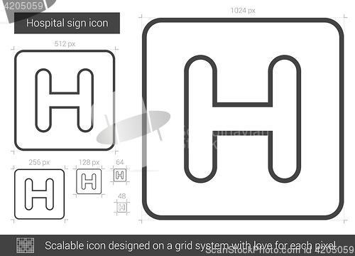 Image of Hospital sign line icon.