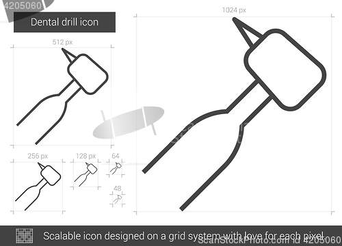 Image of Dental drill line icon.