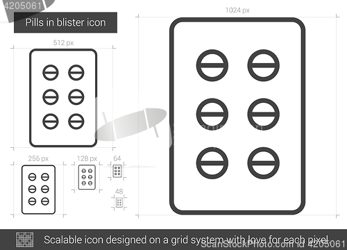 Image of Pills in blister line icon.