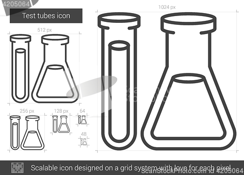 Image of Test tubes line icon.