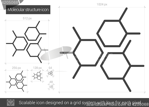 Image of Molecular structure line icon.