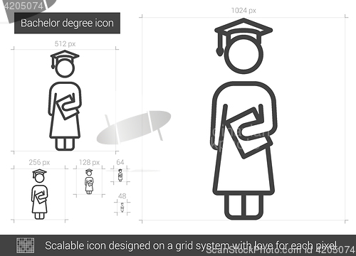 Image of Bachelor degree line icon.