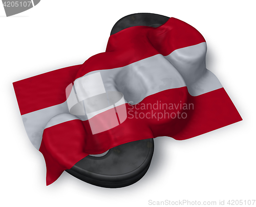 Image of paragraph symbol and austrian flag - 3d rendering