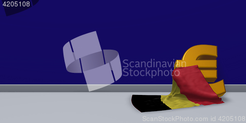 Image of euro symbol and belgian flag - 3d illustration