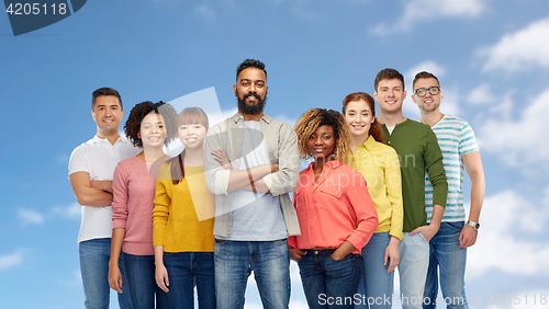 Image of international group of happy smiling people