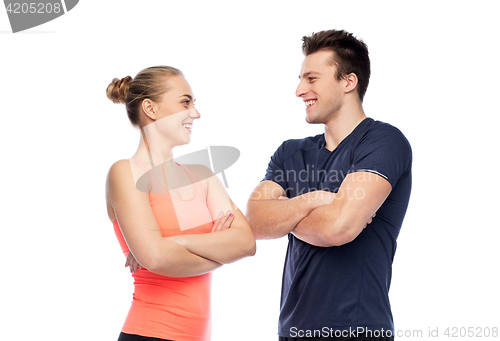 Image of happy sportive man and woman
