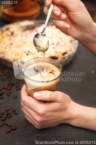 Image of Coffee sweetened with maple syrup.