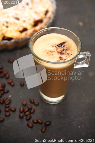 Image of Coffee beans. Homemade pie.