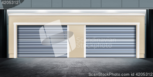 Image of closed garage with metal door