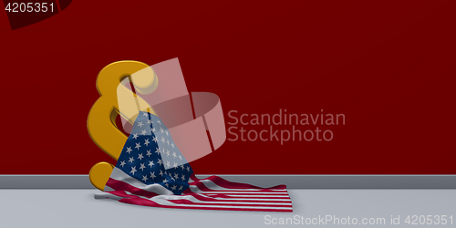 Image of usa flag and paragraph symbol - 3d illustration