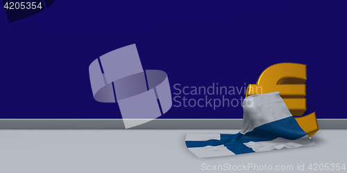 Image of euro symbol and flag of finland - 3d illustration