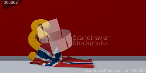 Image of paragraph symbol and flag of norway - 3d rendering