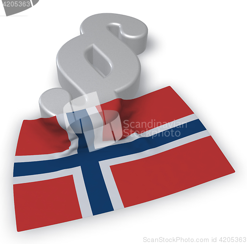 Image of paragraph symbol and flag of norway - 3d rendering