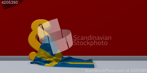 Image of paragraph symbol and flag of sweden - 3d rendering