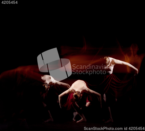 Image of The sensual and emotional dance of beautiful ballerina