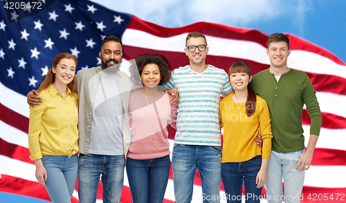 Image of international group of happy smiling people