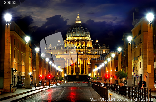 Image of Vatican at night