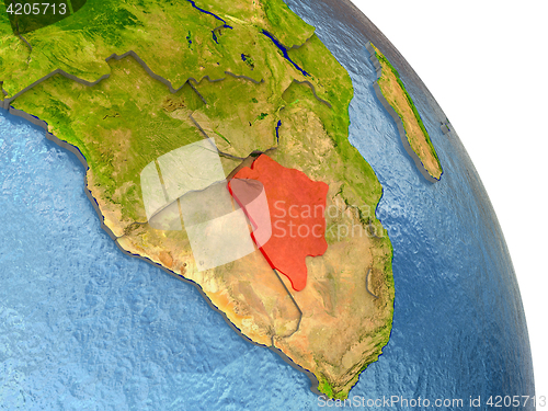 Image of Botswana on Earth in red