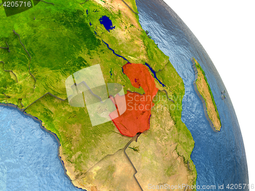 Image of Zambia on Earth in red