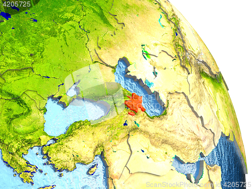 Image of Azerbaijan on Earth in red
