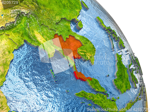 Image of Thailand on Earth in red