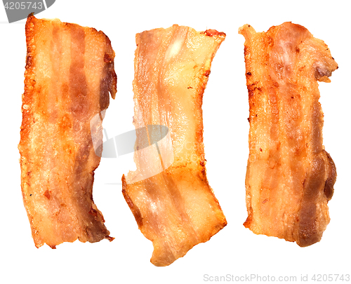 Image of grilled bacon on white