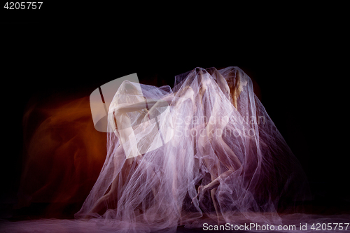Image of The sensual and emotional dance of beautiful ballerina