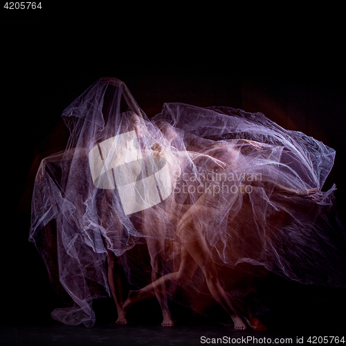 Image of The sensual and emotional dance of beautiful ballerina